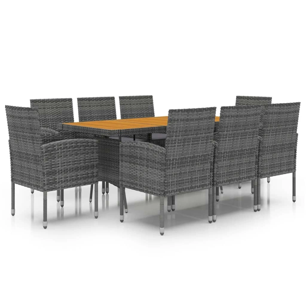 9 Piece Outdoor Dining Set Poly Rattan Grey 3120115