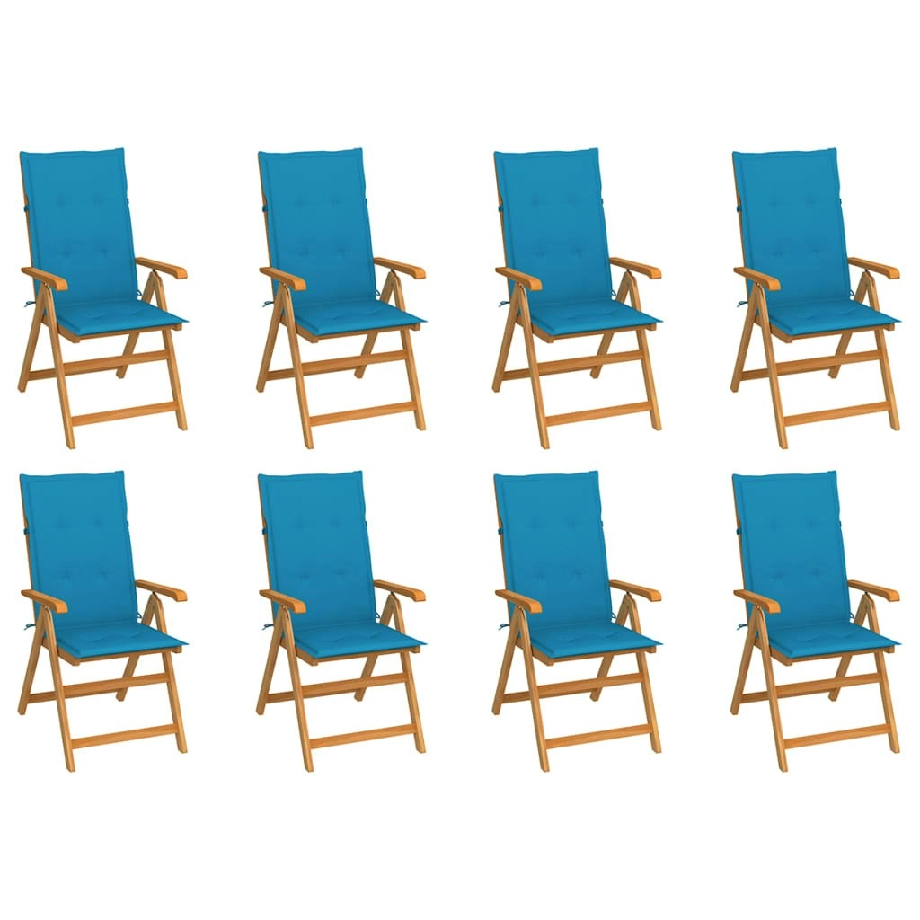 Reclining Garden Chairs with Cushions 8 pcs Solid Teak Wood 3072545