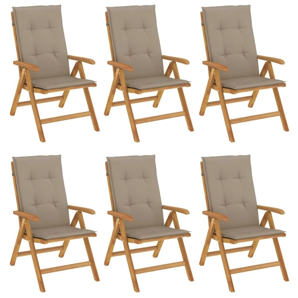 Reclining Garden Chairs with Cushions 6 pcs Solid Wood Teak 3196501