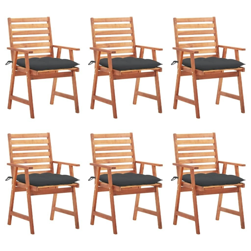 Outdoor Dining Chairs 6 pcs with Cushions Solid Acacia Wood 3078362