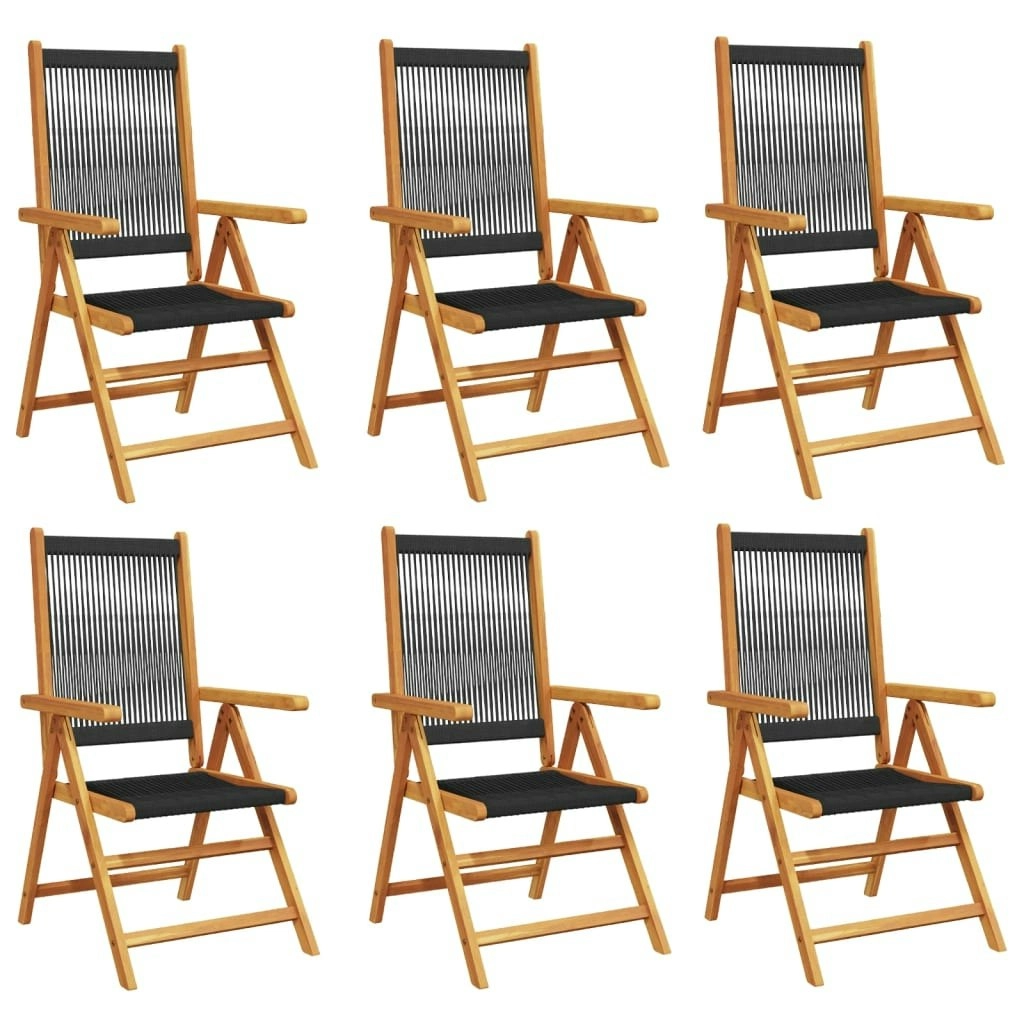 Reclining Garden Chairs 6 pcs Black Solid Wood Acacia 3214530