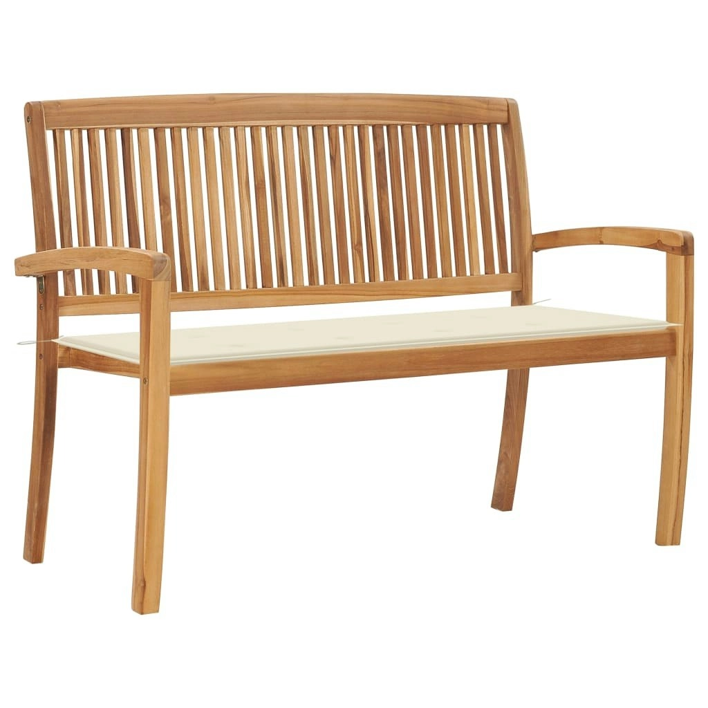 Stacking Garden Bench with Cushion 128.5 cm Solid Teak Wood 3063281