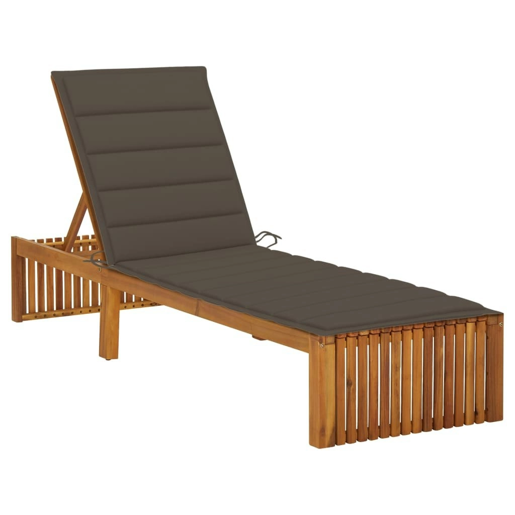 Sun Lounger with Cushion Solid Acacia Wood 3064157