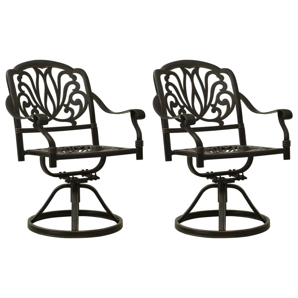 Swivel Garden Chairs 2 pcs Cast Aluminium Bronze 315576