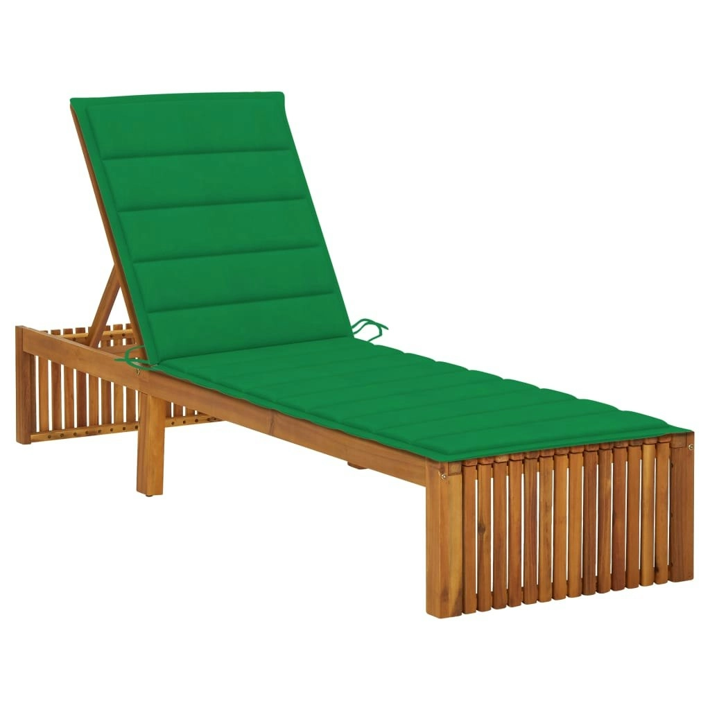 Sun Lounger with Cushion Solid Acacia Wood 3064154