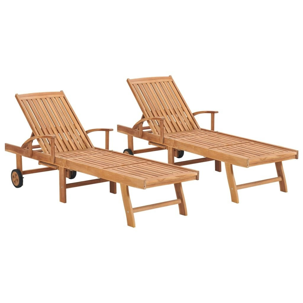 Sun Loungers 2 pcs Solid Teak Wood 3073169