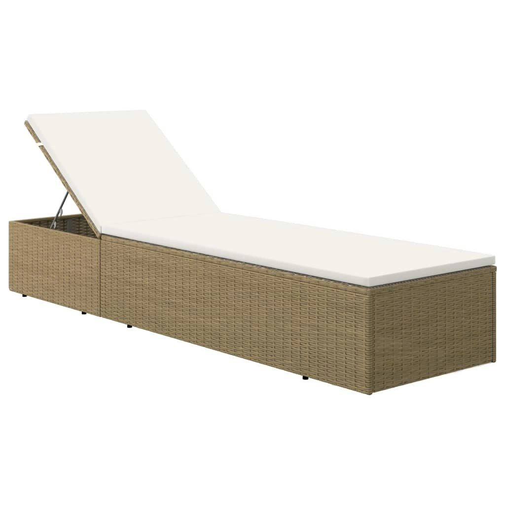 Sunlounger Poly Rattan Brown and Cream White 310147