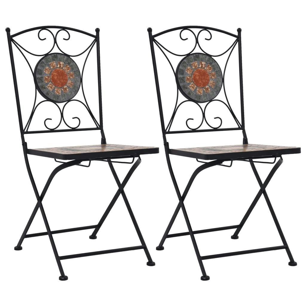 Mosaic Bistro Chairs 2 pcs Orange/Grey 46718