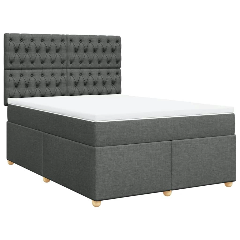 Box Spring Bed with Mattress Dark Grey Queen Fabric 3291484