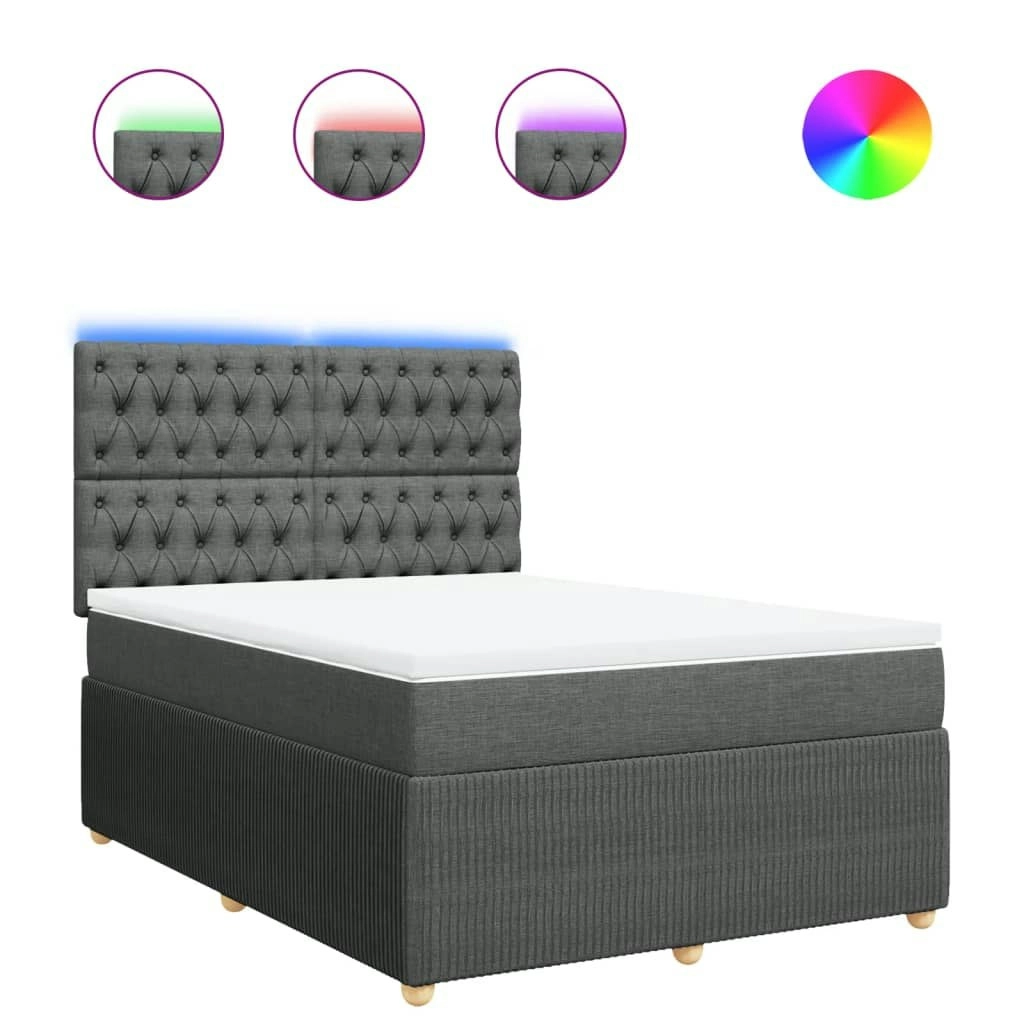 Box Spring Bed with Mattress Dark Grey Queen Fabric 3294872