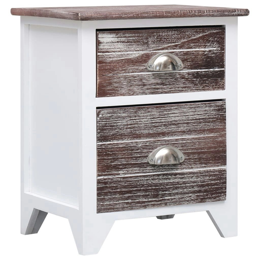 Nightstand Brown and White 38x28x45 cm Paulownia Wood 284048