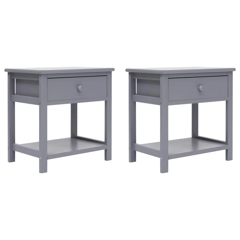 Nightstands 2 pcs Grey 40x29x42 cm Paulownia Wood 284051