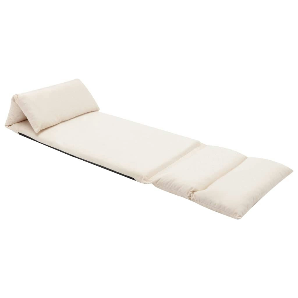 Folding Floor Chair Cream Microfibre 325263