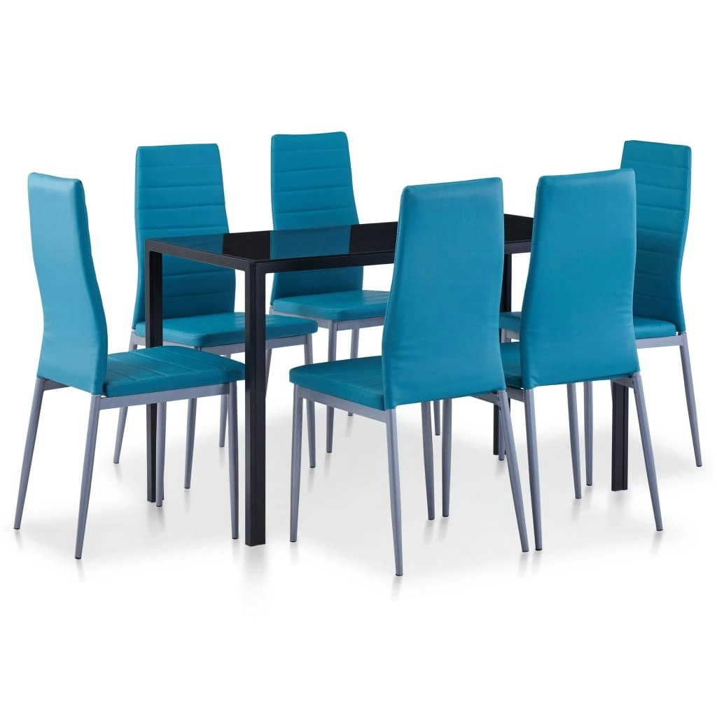 Seven Piece Dining Set Blue 281704