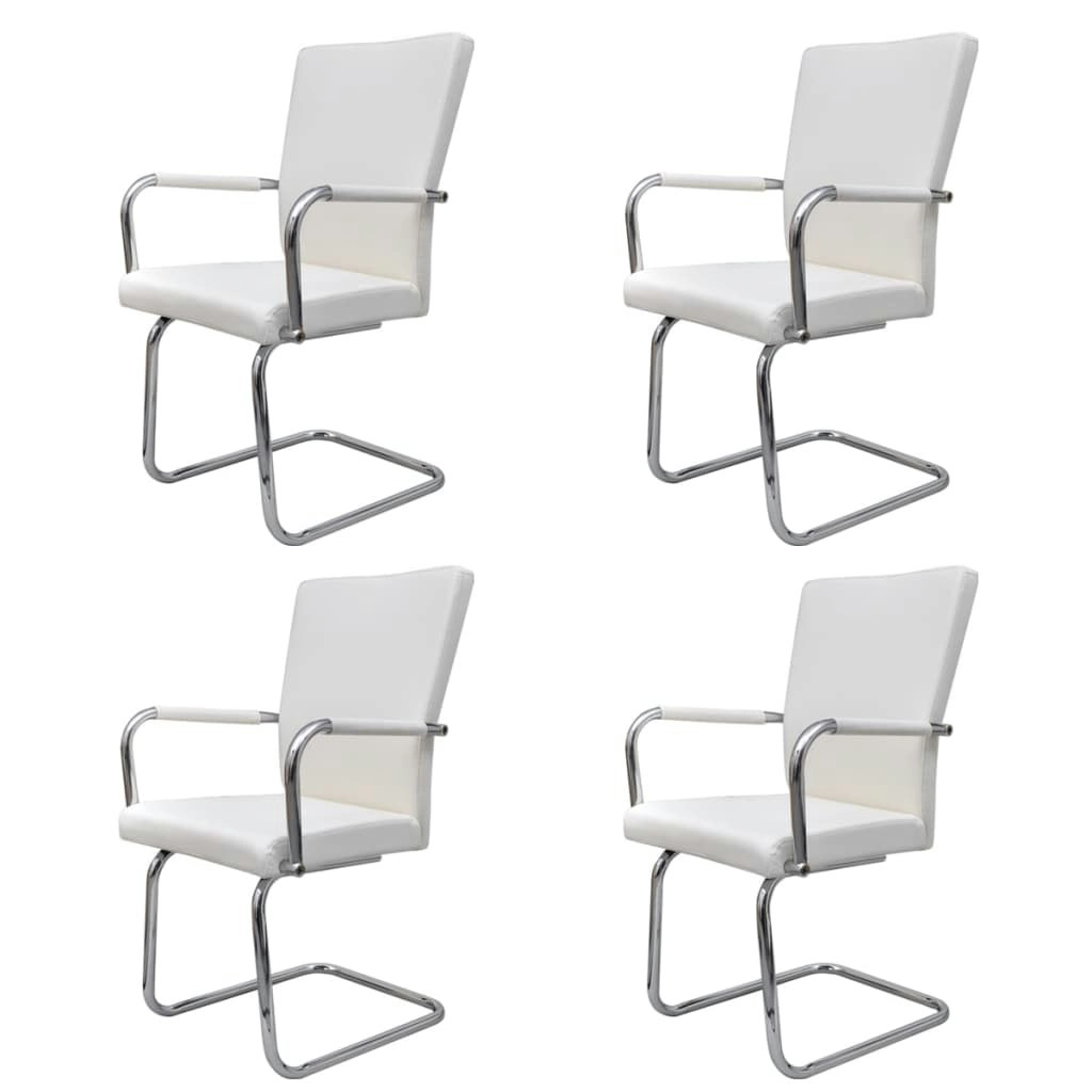 Cantilever Dining Chairs 4 pcs White Faux Leather 270163