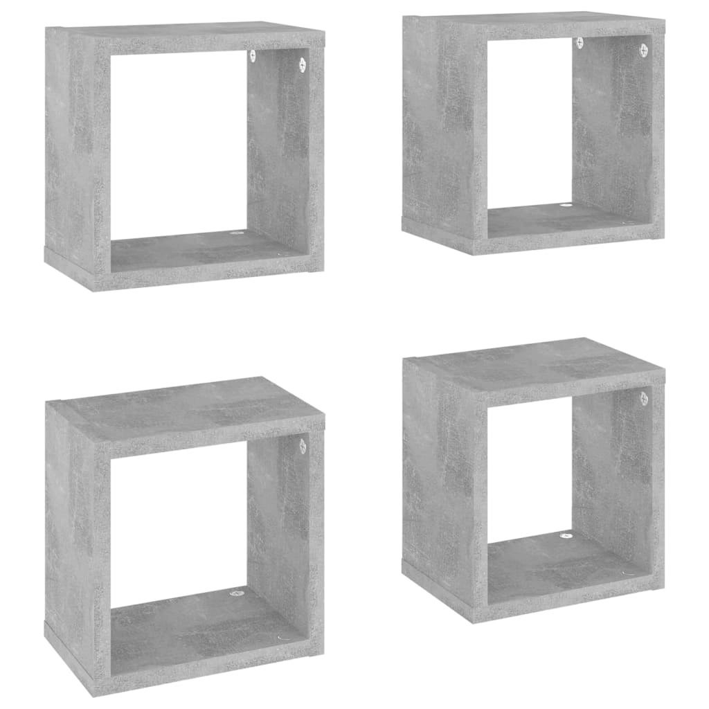 Wall Cube Shelves 4 pcs Concrete Grey 22x15x22 cm 807065