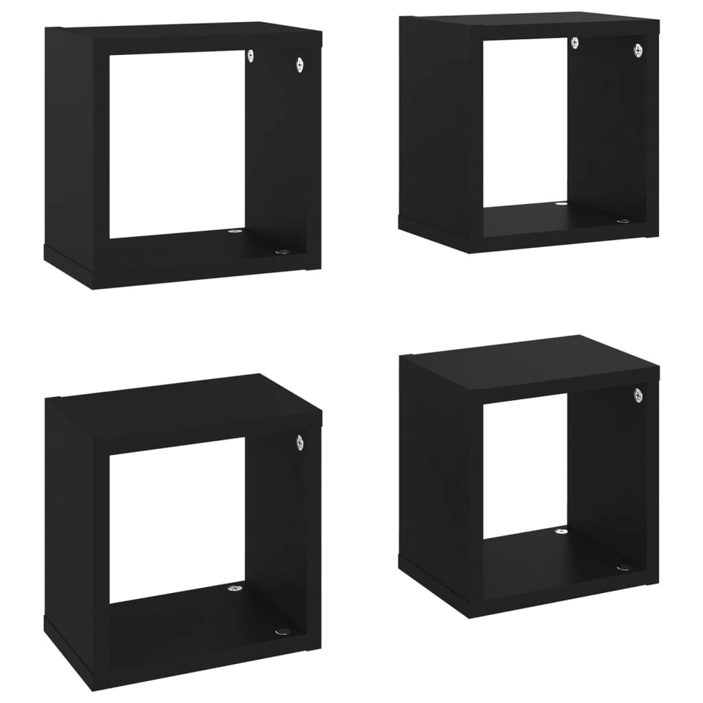 Wall Cube Shelves 4 pcs Black 22x15x22 cm 807056