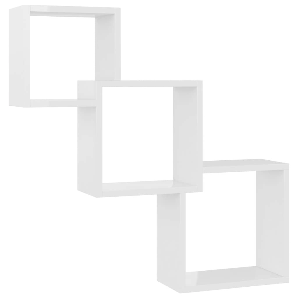 Cube Wall Shelves High Gloss White 68x15x68 cm Engineered Wood 800276