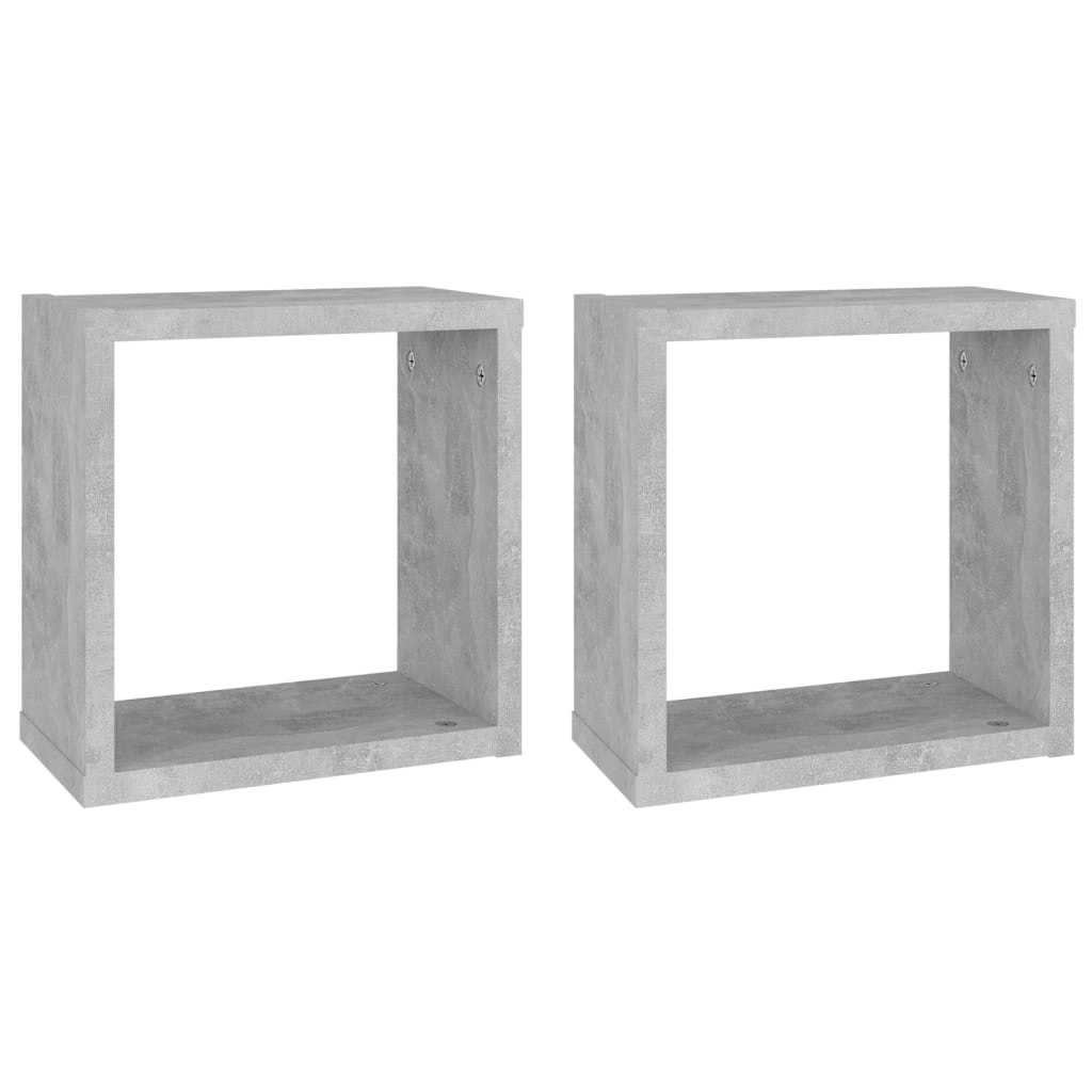 Wall Cube Shelves 2 pcs Concrete Grey 30x15x30 cm 807010