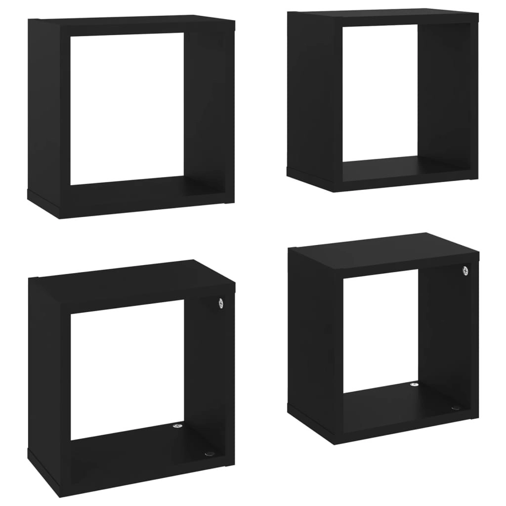 Wall Cube Shelves 4 pcs Black 26x15x26 cm 807029