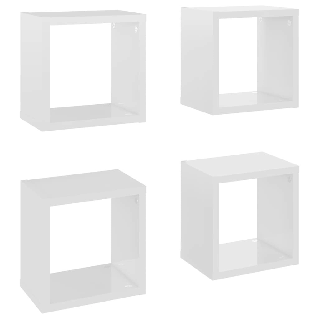 Wall Cube Shelves 4 pcs High Gloss White 22x15x22 cm 807071