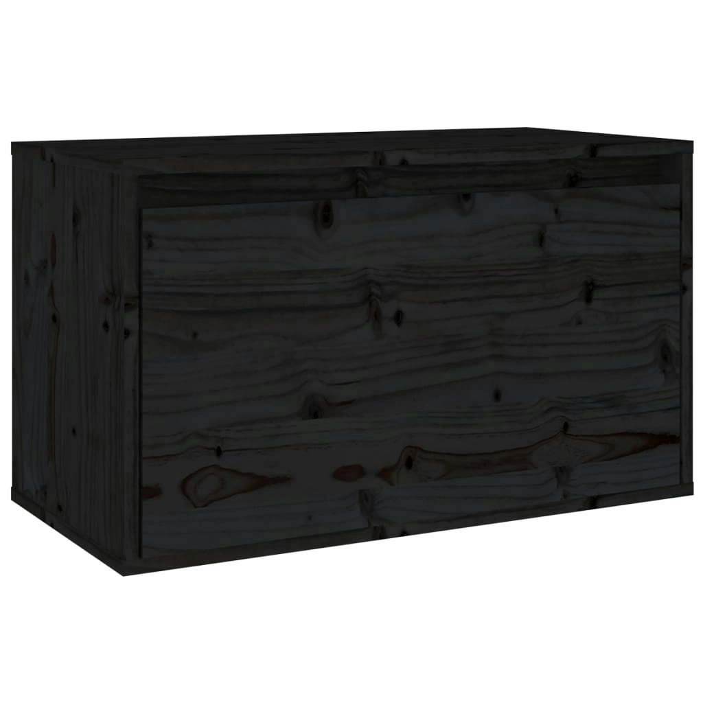 Wall Cabinet Black 60x30x35 cm Solid Wood Pine 813453