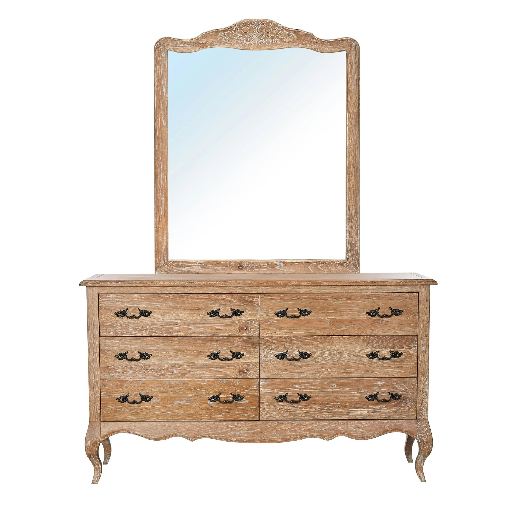 Bali Dresser Mirror Set Oak