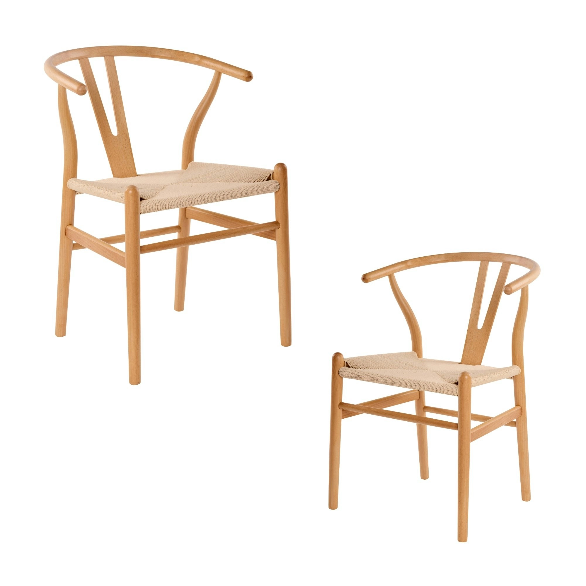 Ark Wishbone 2pc Set Dining Chair Replica Hans Wenger Natural