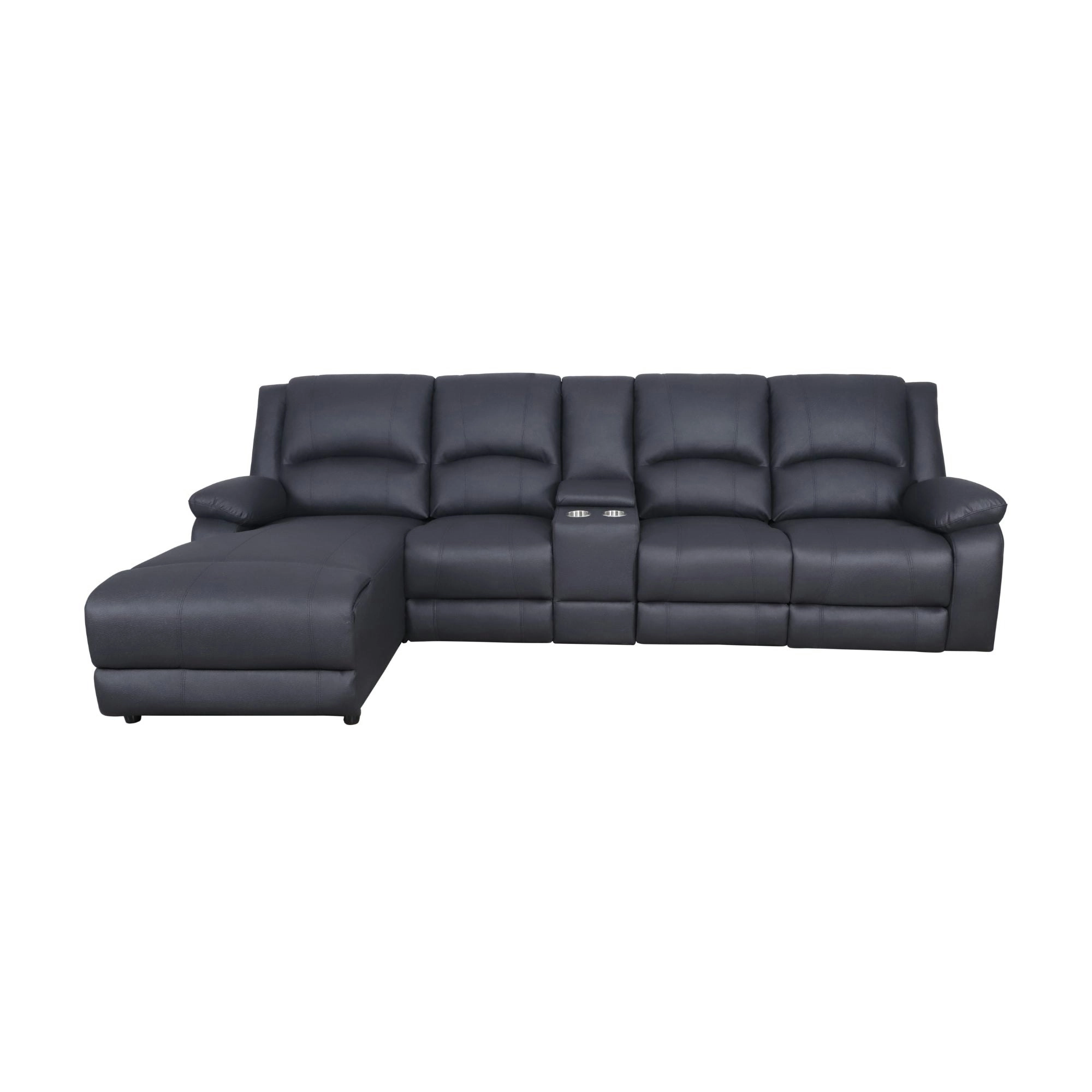 Anderson 3 Seater Fabric Manual Recliner Lounge LHF Chaise Onyx Black