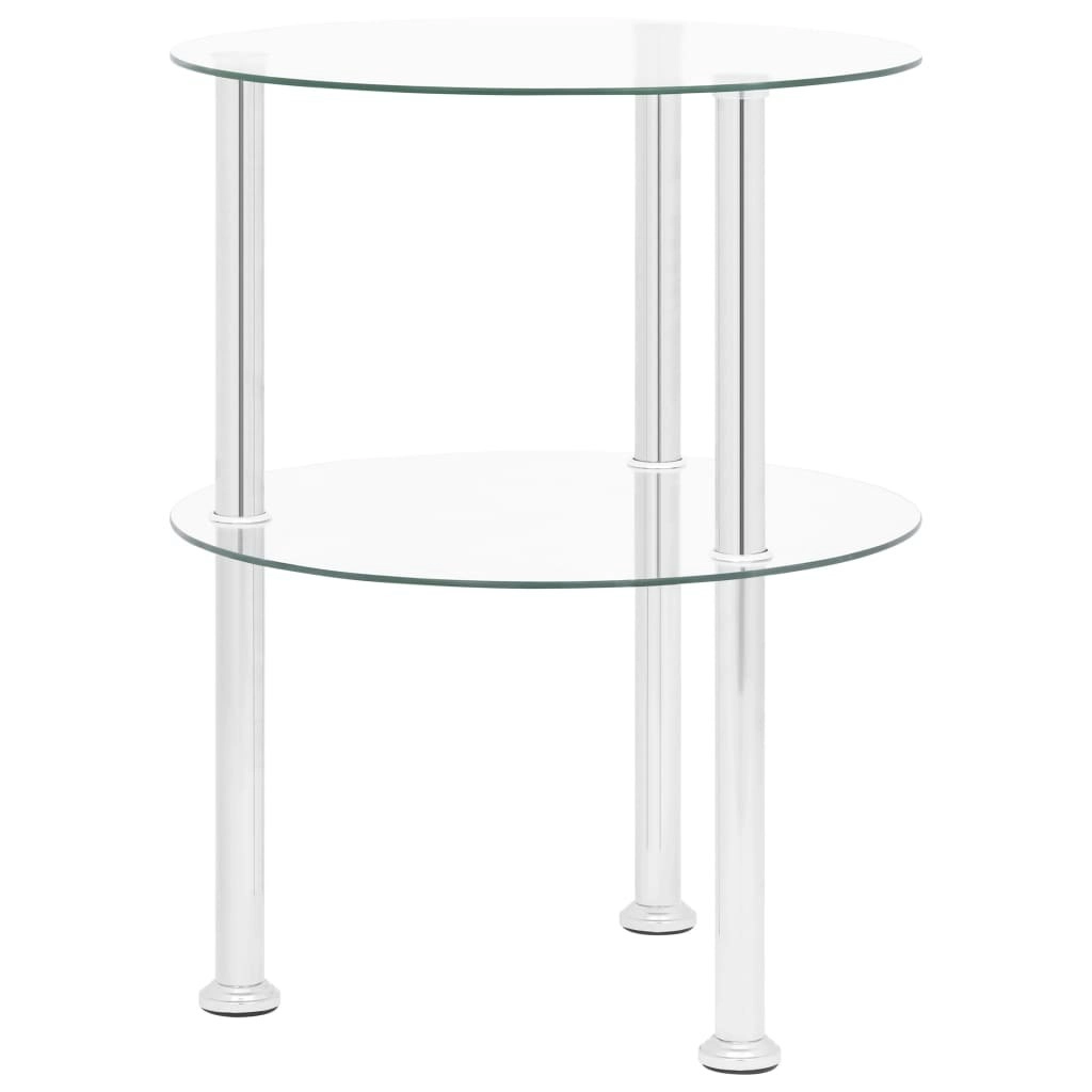 2-Tier Side Table Transparent 38 cm Tempered Glass 322787