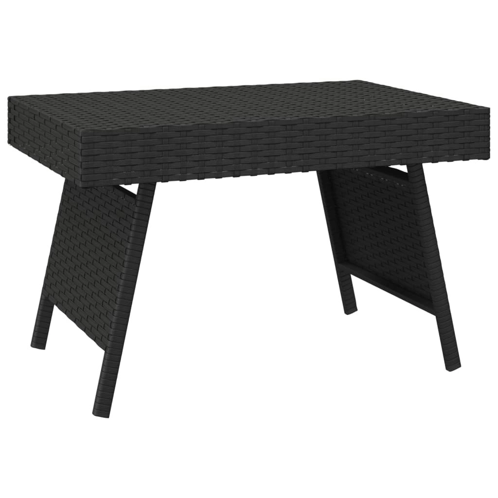 Foldable Side Table Black 60x40x38 cm Poly Rattan 319408