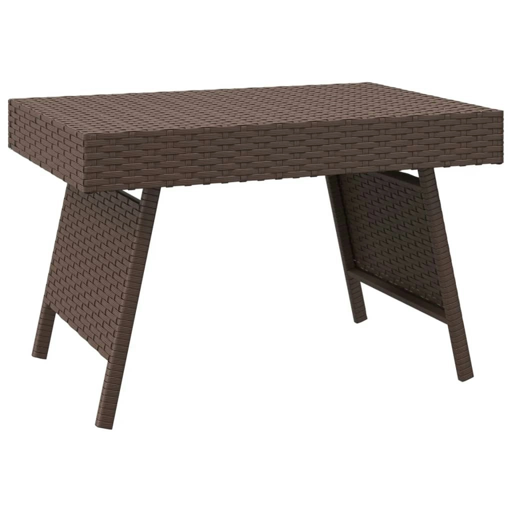 Foldable Side Table Brown 60x40x38 cm Poly Rattan 319409