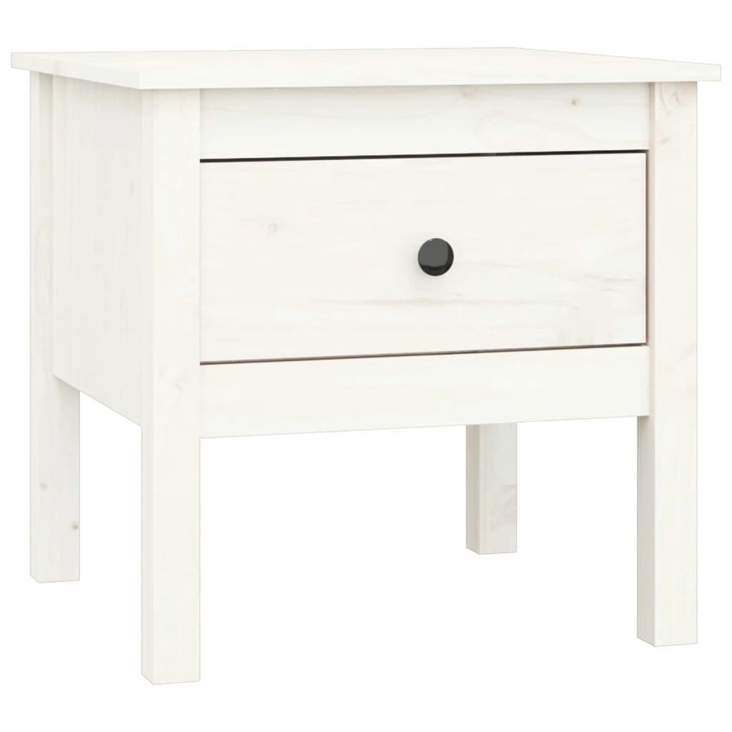 Side Table White 50x50x49 cm Solid Wood Pine 813796