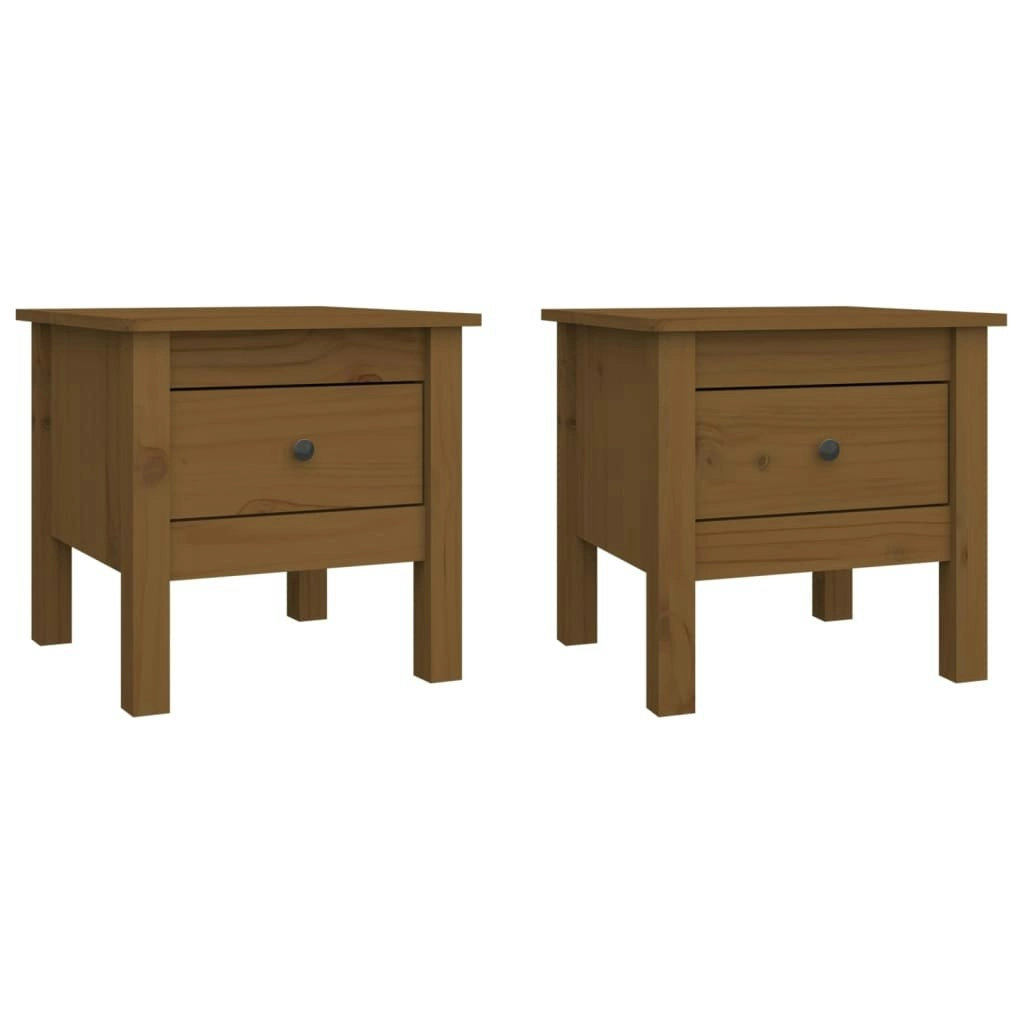 Side Tables 2 pcs Honey Brown 40x40x39 cm Solid Wood Pine 813791