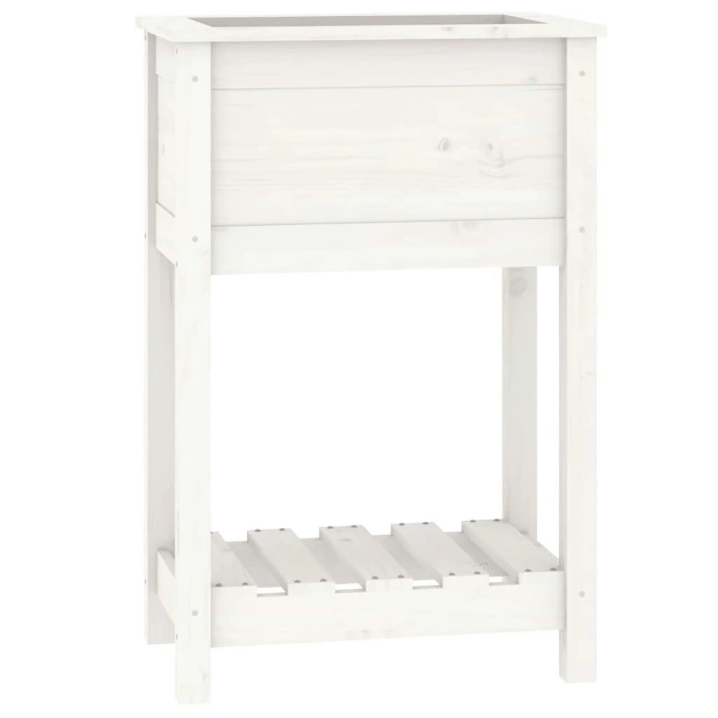 Planter with Shelf White 54x34.5x81 cm Solid Wood Pine 823753