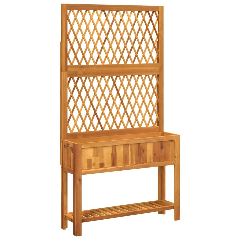 Planter with Trellis and Shelf 100x32x185 cm Solid Wood Acacia 364899