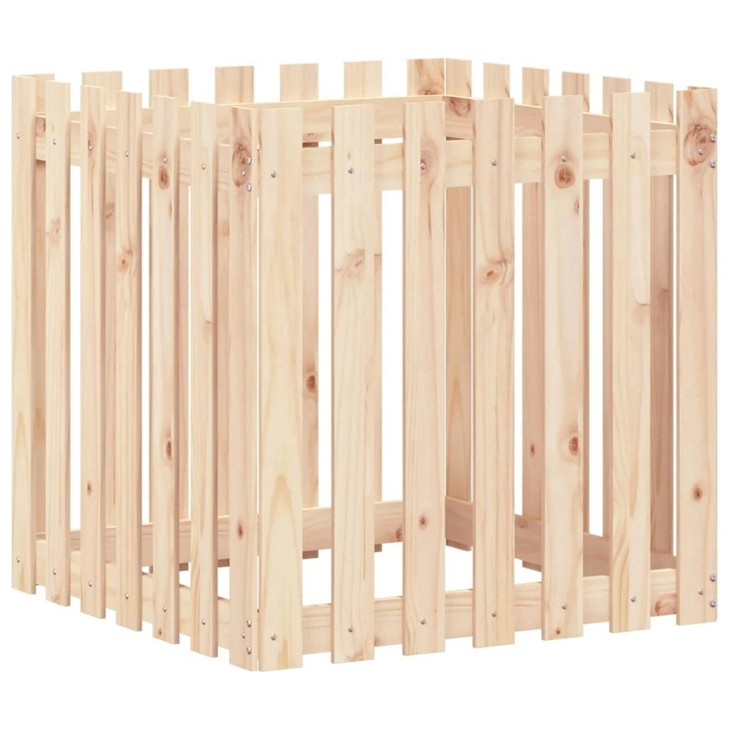 Garden Planter with Fence Design 70x70x70 cm Solid Wood Pine 832462