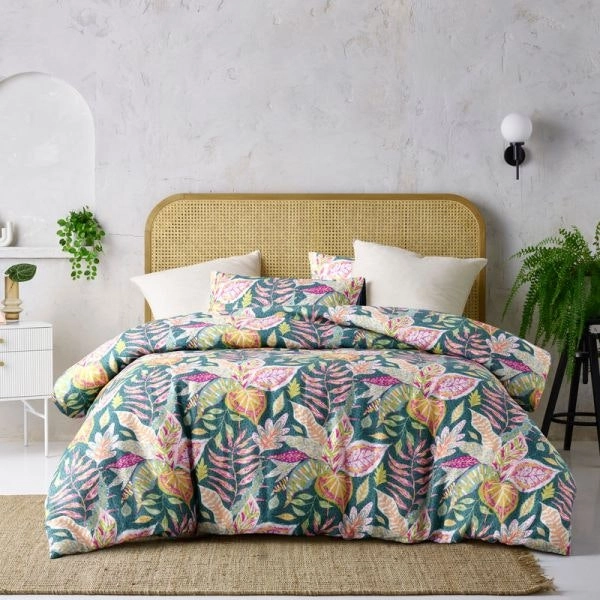 Carmila Linen Cotton Printed Quilt Cover Set by Accessorize