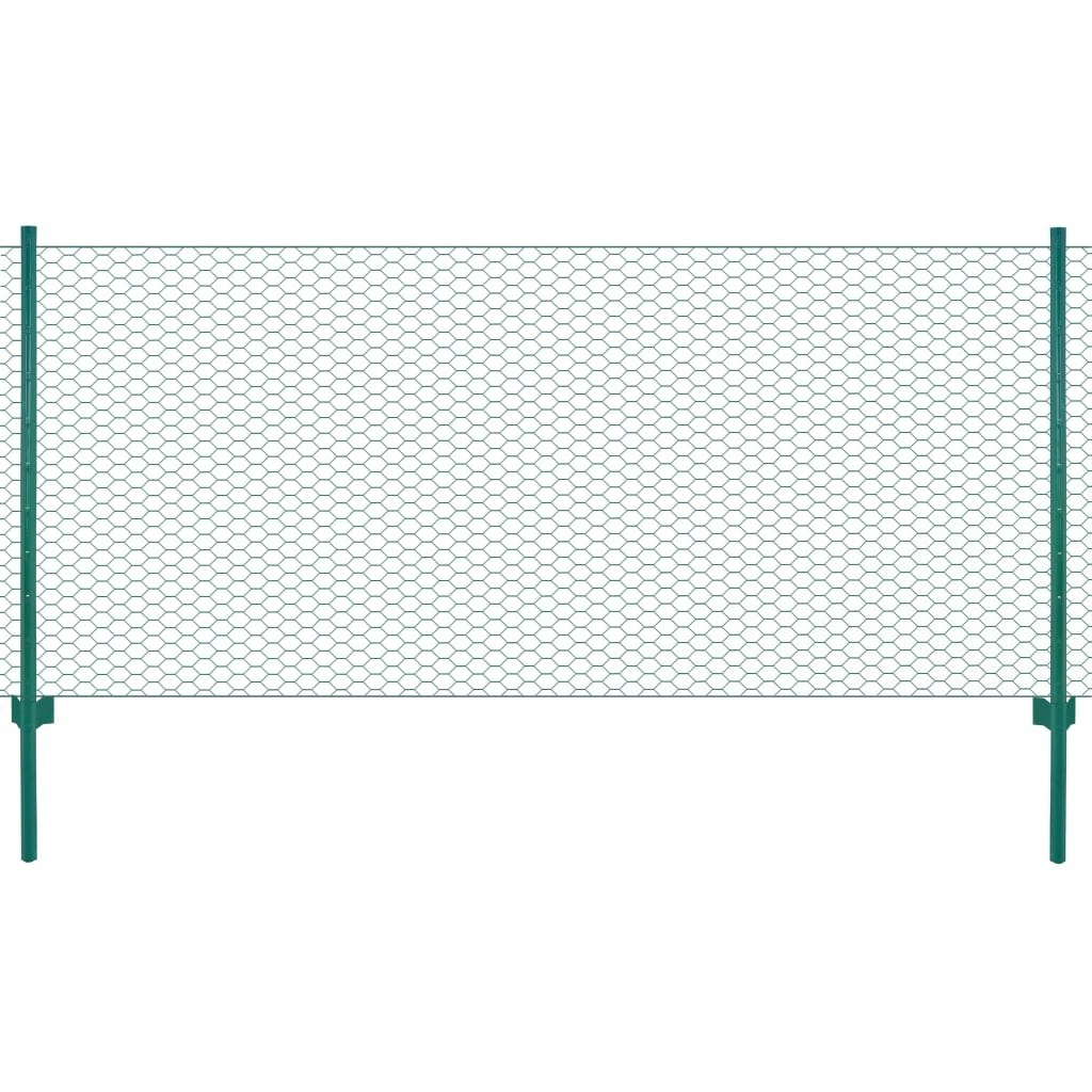 Wire Mesh Fence with Posts Steel 25x1 m Green 144615