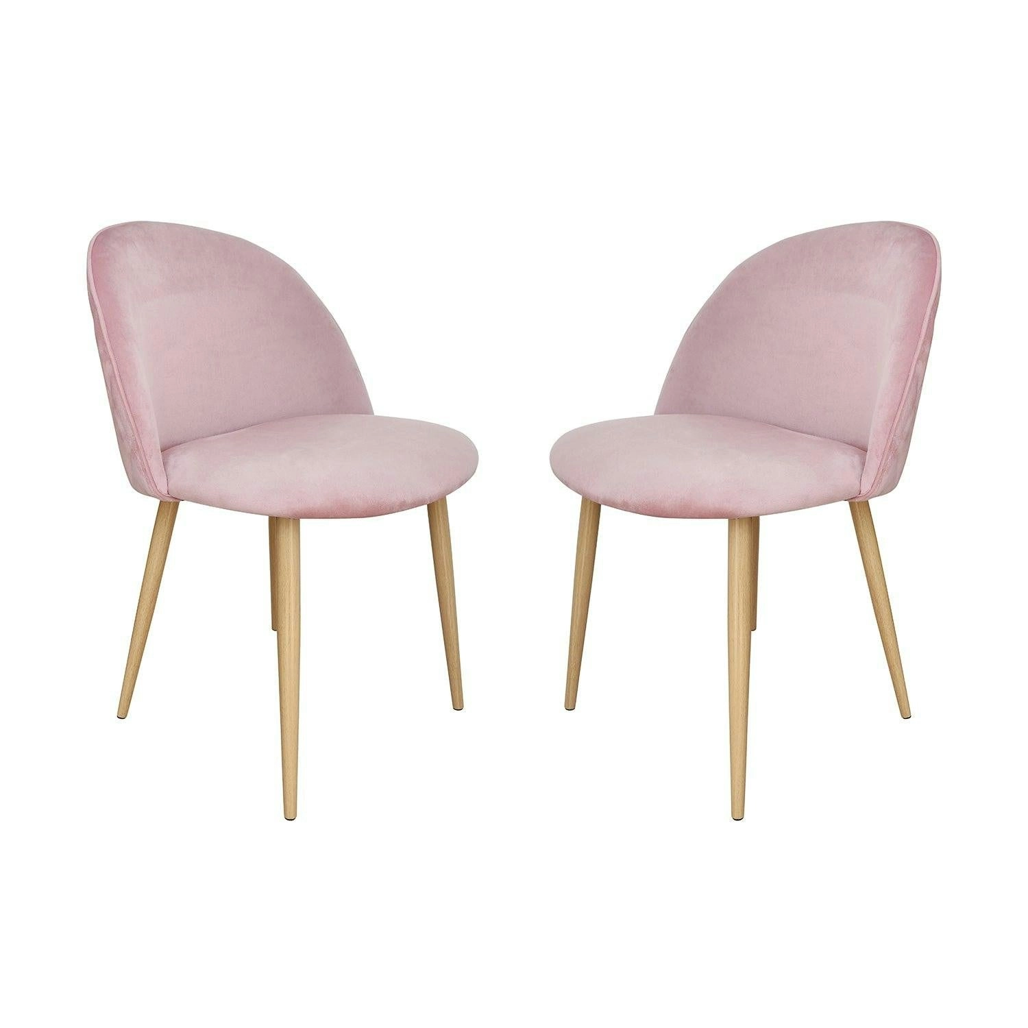 Chotto - Nami Velvet Seat Metal Leg Dining Chairs - Pink x 2