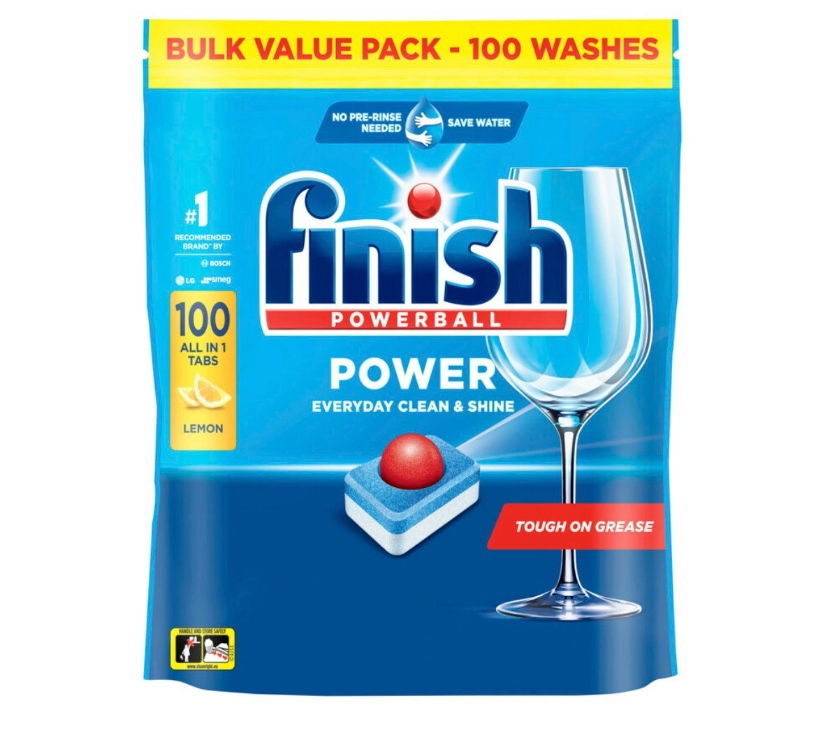 Finish Power Lemon Sparkle All-In-One Dishwashing Tablets 100 Pack