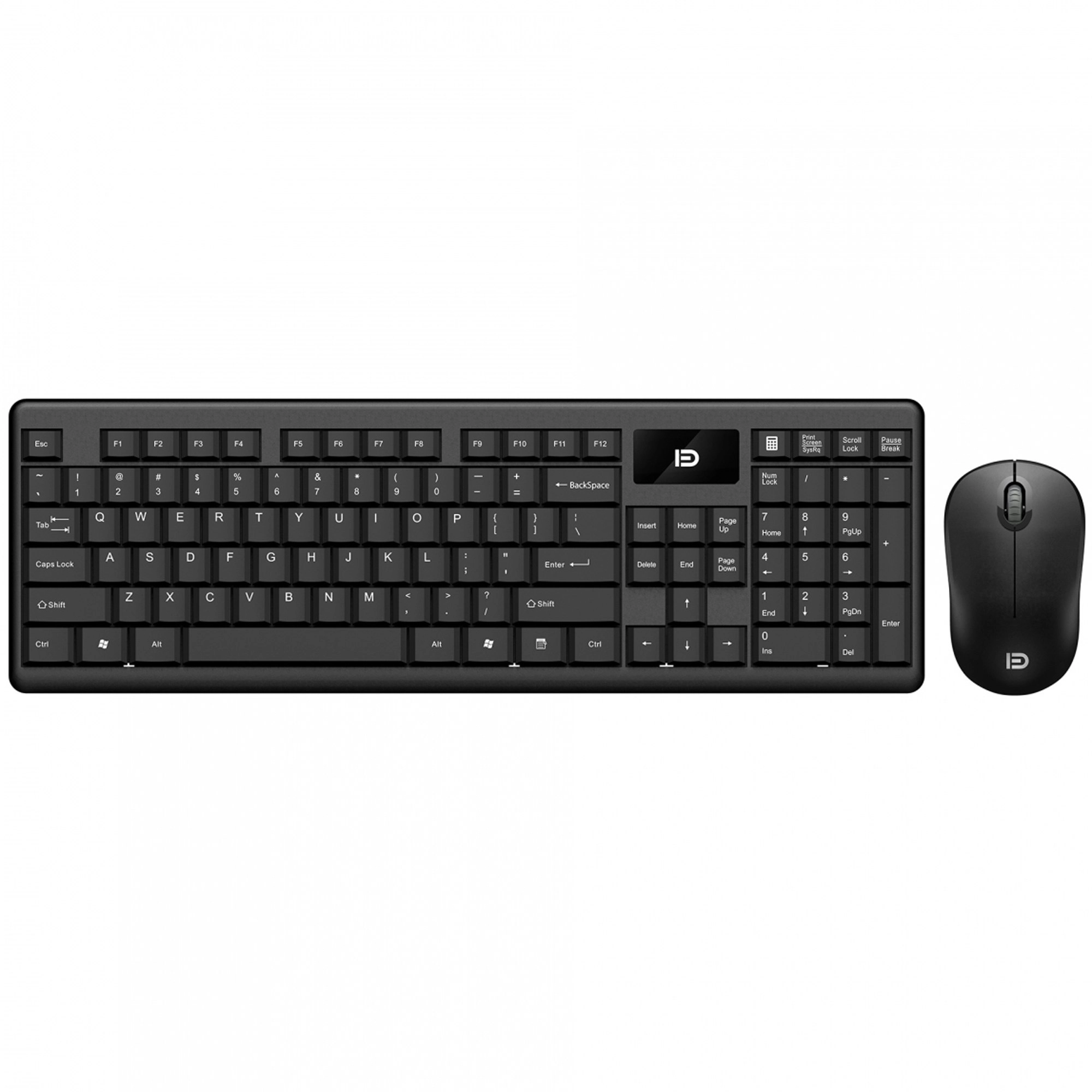 2.4Ghz Wireless Keyboard Mouse Combo Mac Windows Android 105 Key - Black