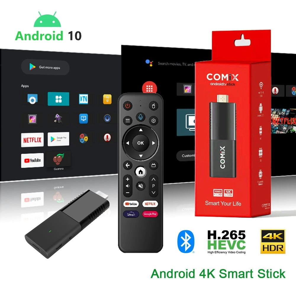 ANDROID 10 Smart Stick 4K HDR 2+16GB Quad-Core Media Dual Band Wi-Fi BT Remote