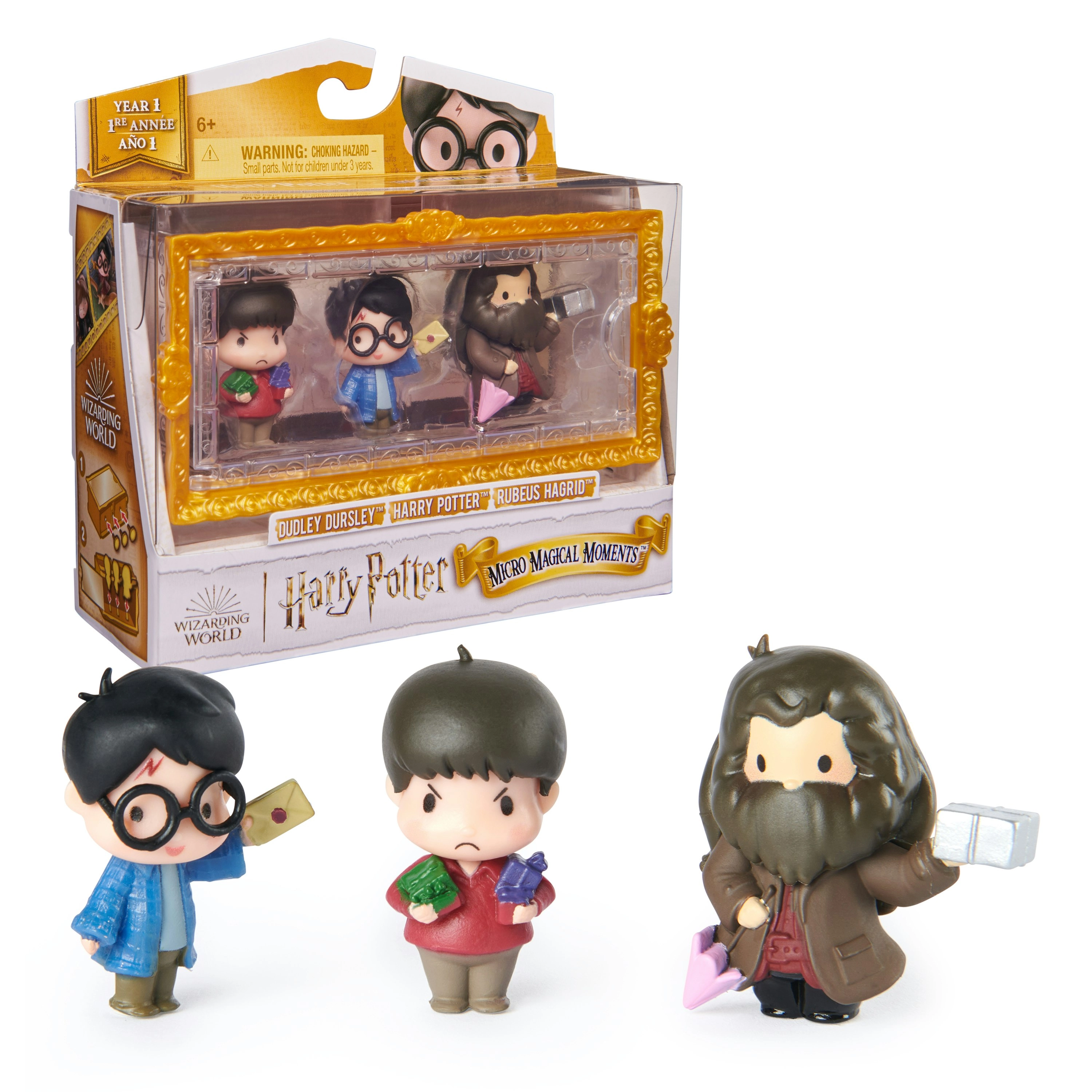 Wizarding World Harry Potter, Micro Magical Moments Action Figures Set with Exclusive Harry, Hagrid, Dudley & Display Case