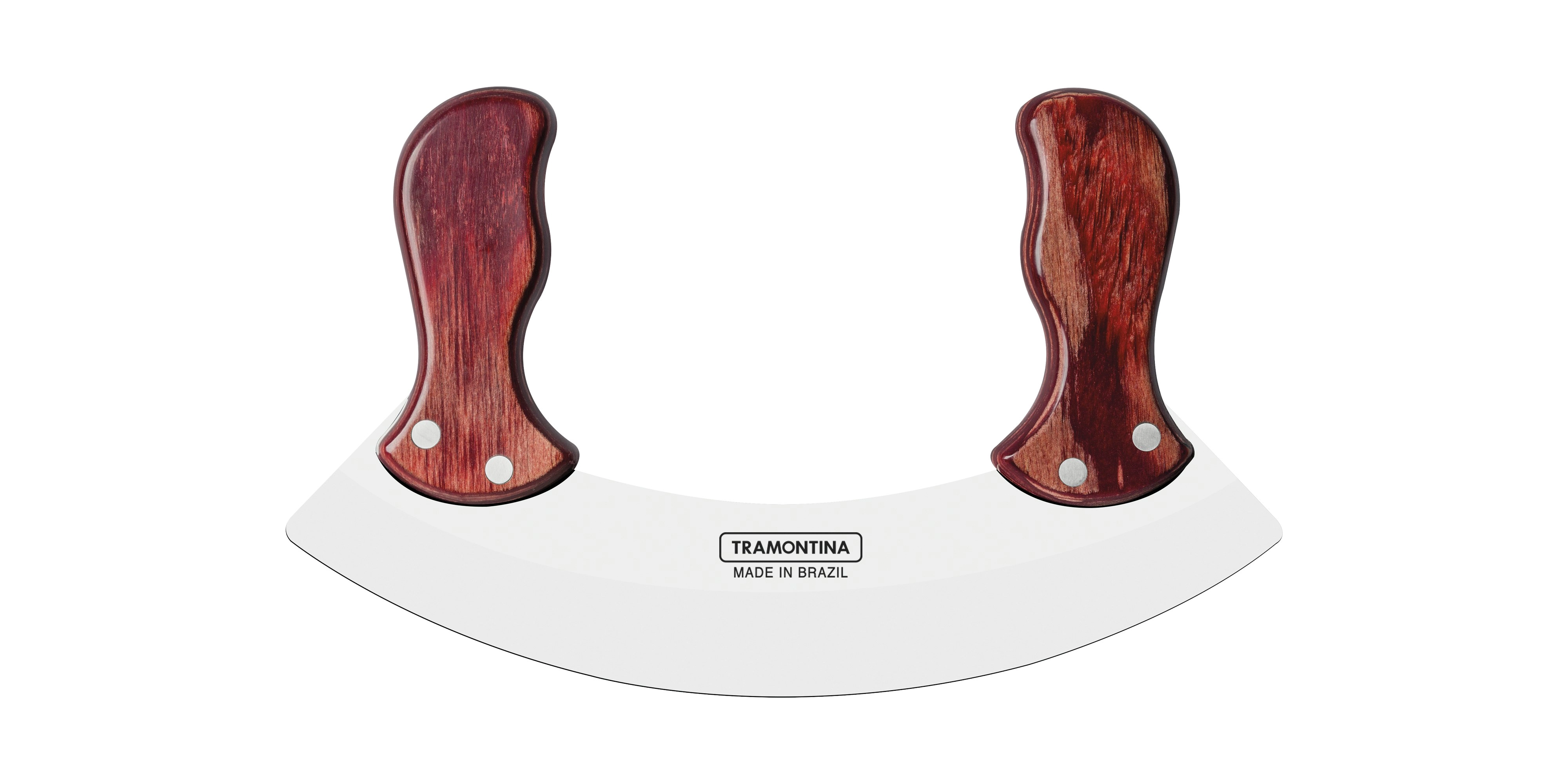 Tramontina Polywood Mezzaluna with Stainless-Steel Blade and Red Treated Wood Handles