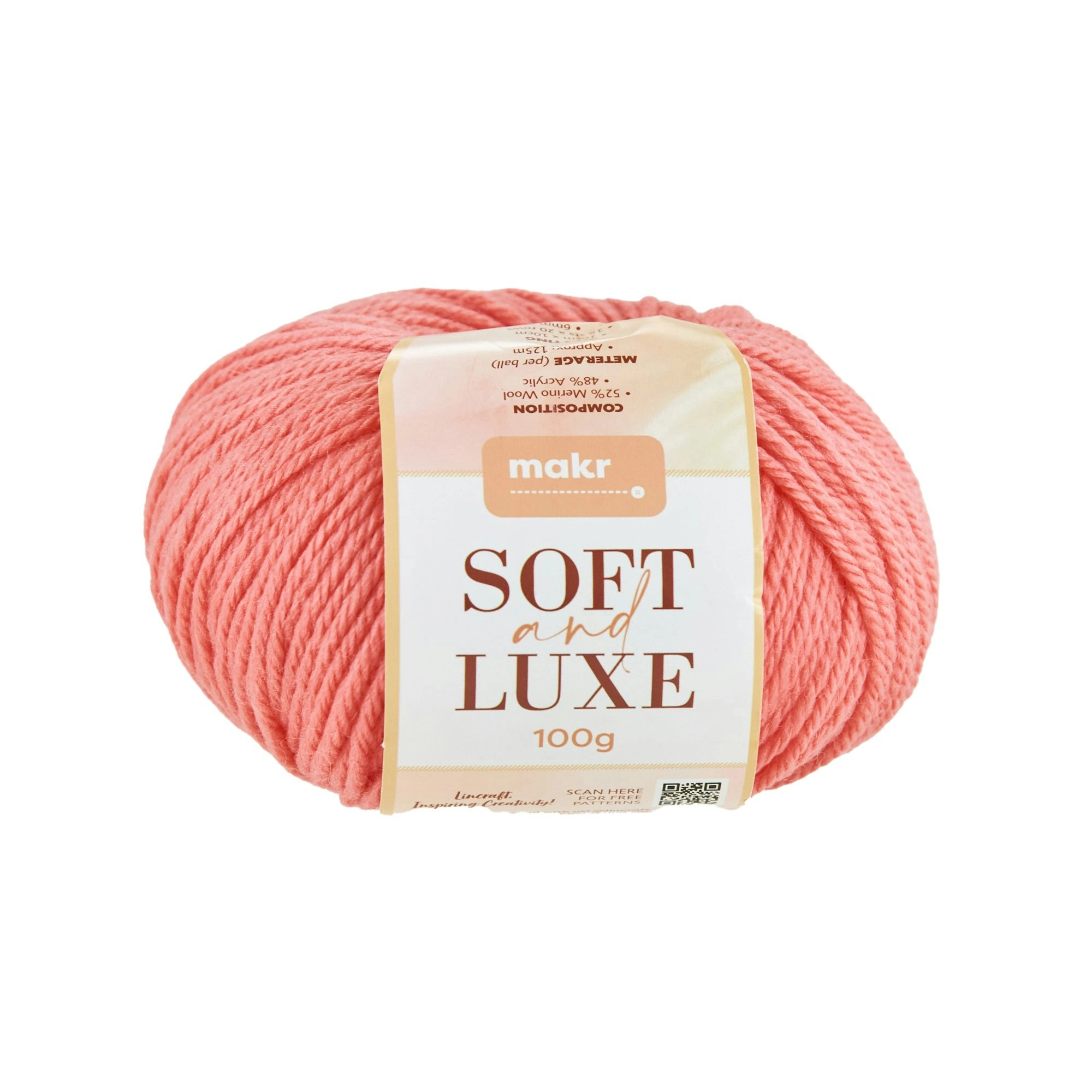 Makr Soft & Luxe Crochet & Knitting Yarn, 100g Merino Wool Acrylic Yarn