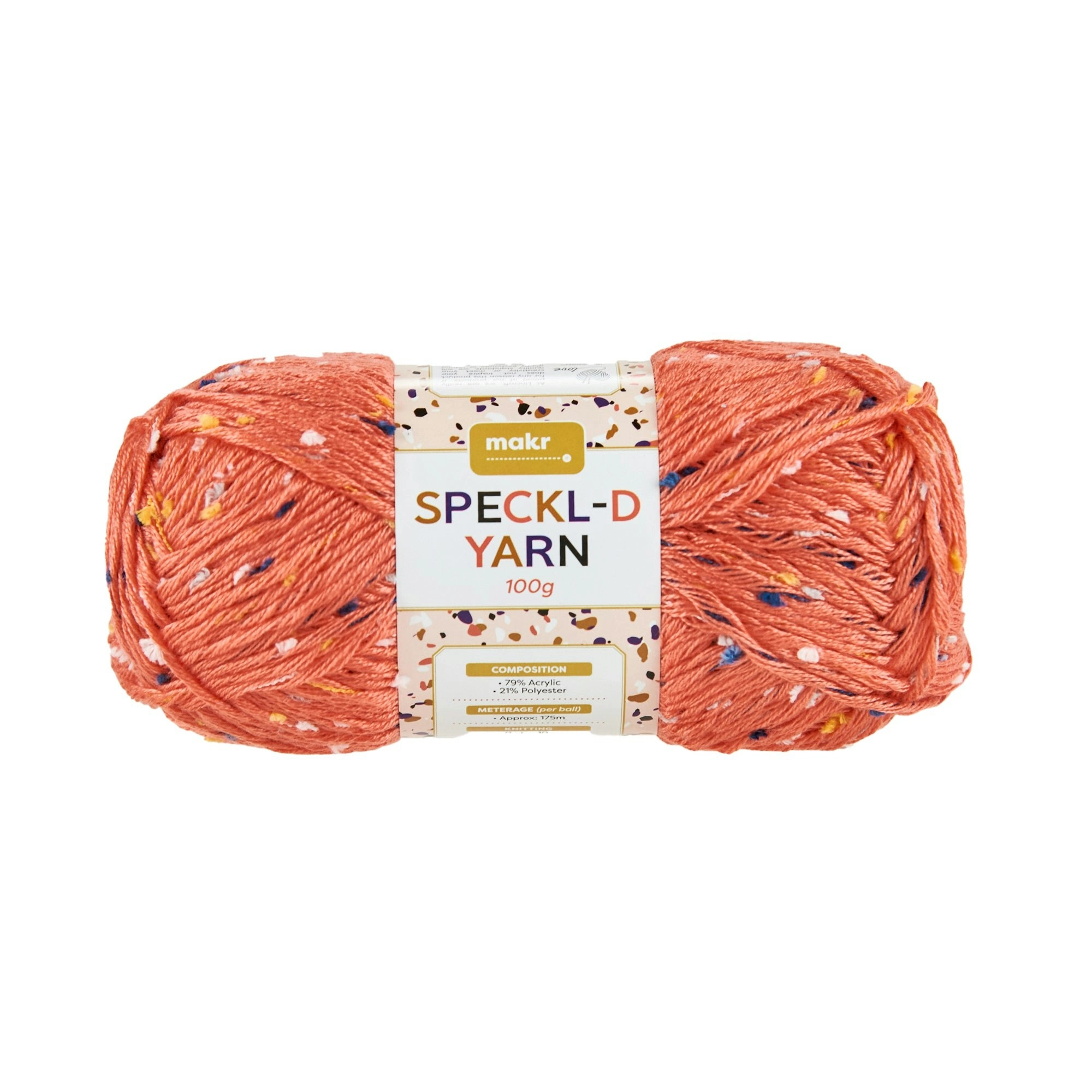 Makr Speckl-D Crochet & Knitting Yarn, 100g Acrylic Polyester Yarn