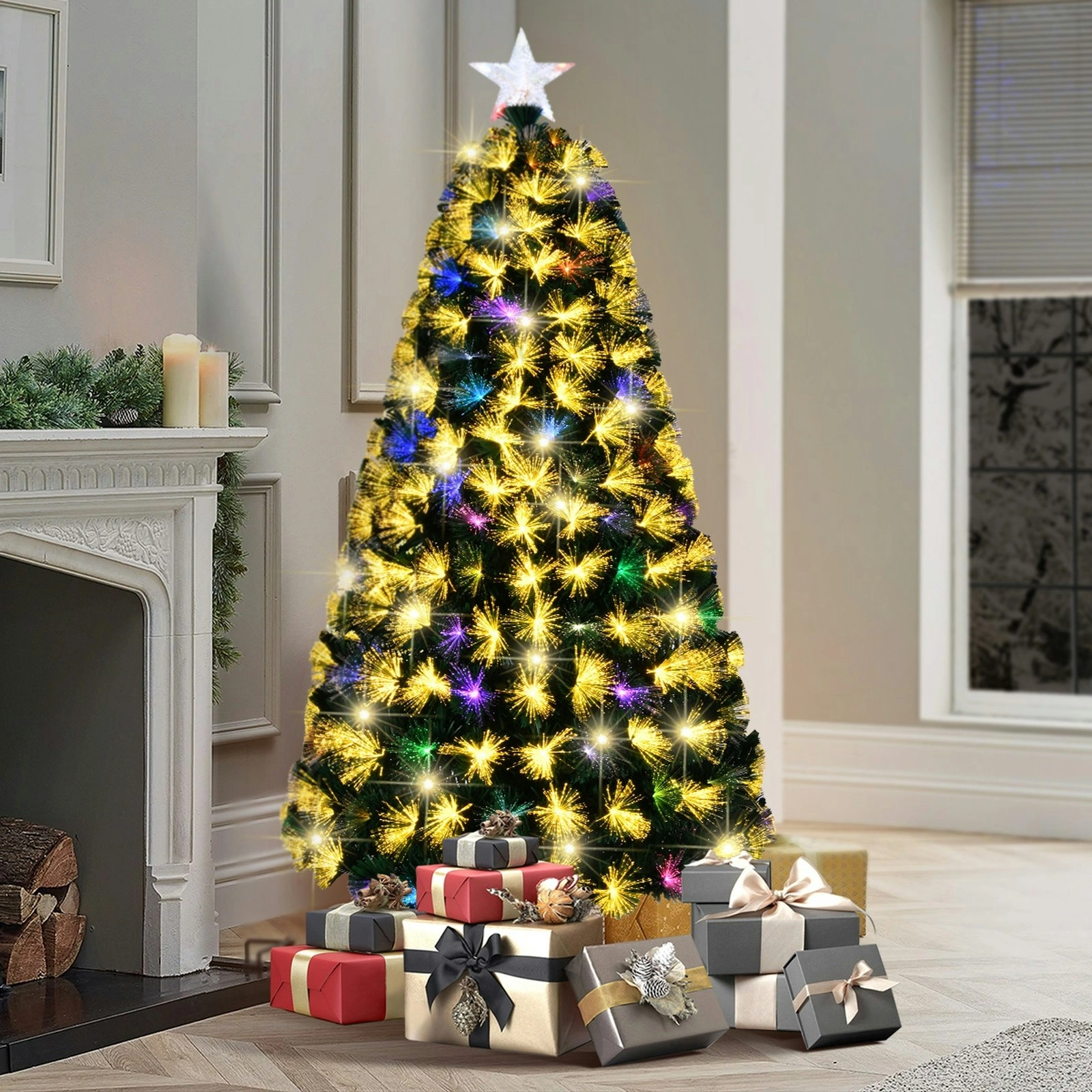 Mazam Christmas Tree 1.8M 6FT LED Xmas trees Optic Fibre  Multi Colour 230 Tips