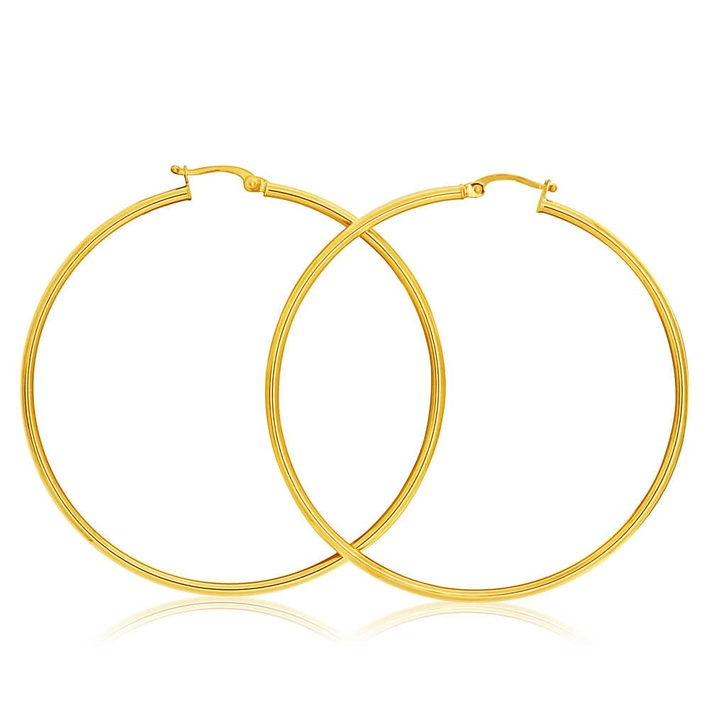 9ct Yellow Gold Plain Hoop 50mm European made