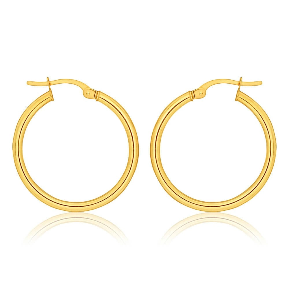 9ct Yellow Gold Plain Hoop 20mm European made